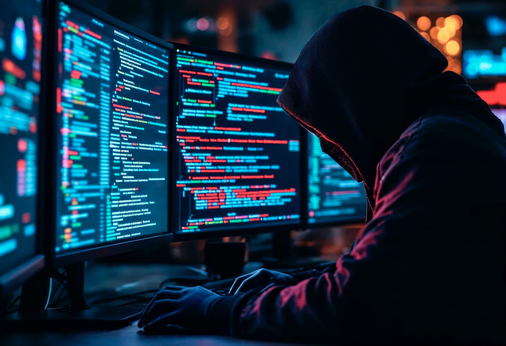 Ciberseguridad empresarial - profesional protegiendo datos digitales de empresa contra hackeos